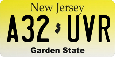 NJ license plate A32UVR
