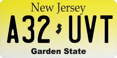 NJ license plate A32UVT