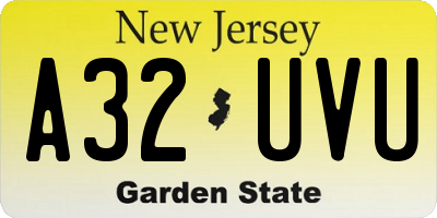 NJ license plate A32UVU