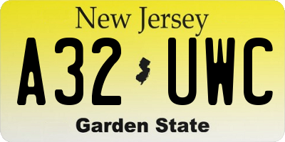 NJ license plate A32UWC