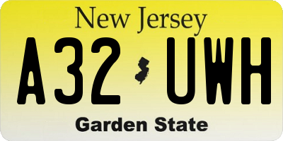 NJ license plate A32UWH