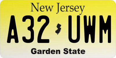 NJ license plate A32UWM