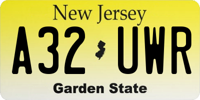 NJ license plate A32UWR