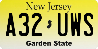 NJ license plate A32UWS