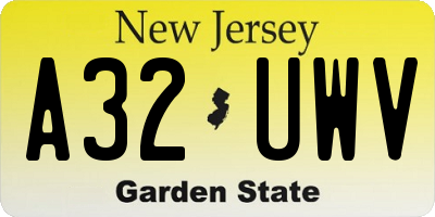 NJ license plate A32UWV