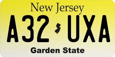 NJ license plate A32UXA