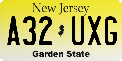 NJ license plate A32UXG