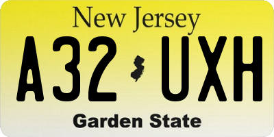 NJ license plate A32UXH