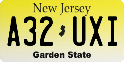 NJ license plate A32UXI