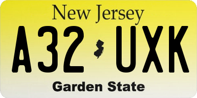 NJ license plate A32UXK