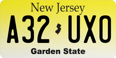 NJ license plate A32UXO