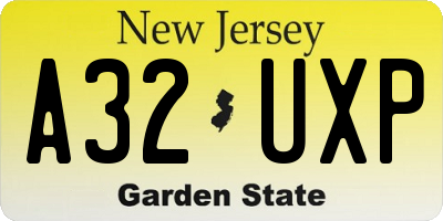 NJ license plate A32UXP