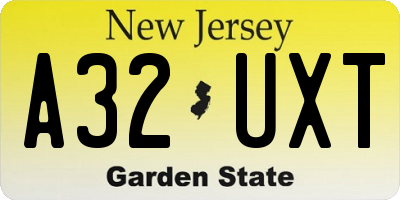 NJ license plate A32UXT