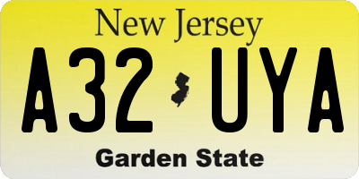 NJ license plate A32UYA