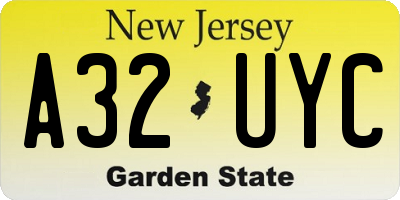 NJ license plate A32UYC