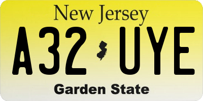 NJ license plate A32UYE