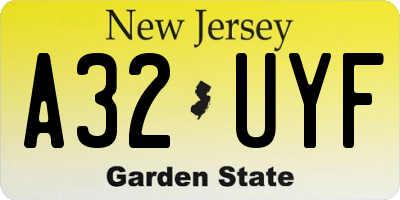 NJ license plate A32UYF