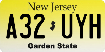 NJ license plate A32UYH