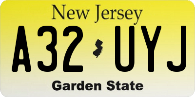 NJ license plate A32UYJ