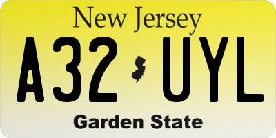 NJ license plate A32UYL
