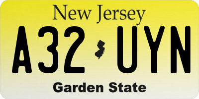 NJ license plate A32UYN