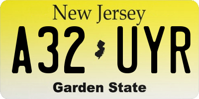 NJ license plate A32UYR
