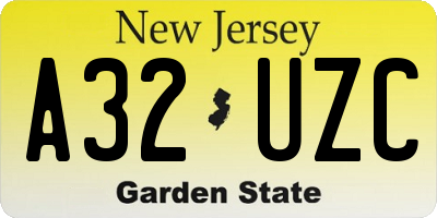 NJ license plate A32UZC