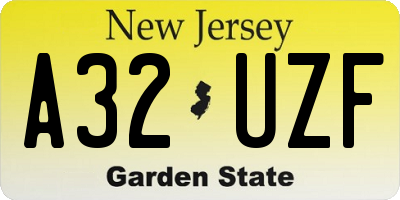 NJ license plate A32UZF