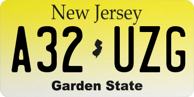 NJ license plate A32UZG