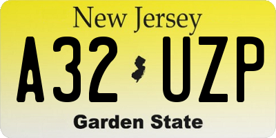 NJ license plate A32UZP