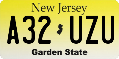 NJ license plate A32UZU