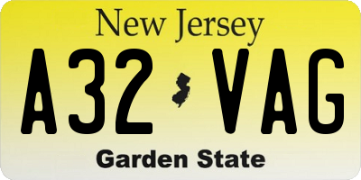 NJ license plate A32VAG