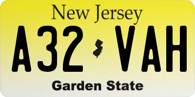 NJ license plate A32VAH