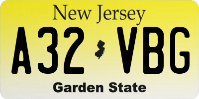 NJ license plate A32VBG