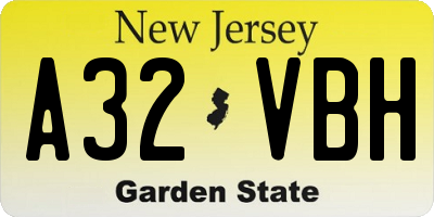 NJ license plate A32VBH