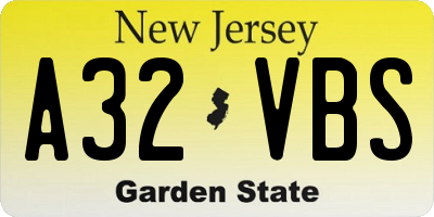 NJ license plate A32VBS