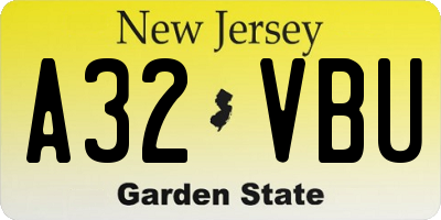 NJ license plate A32VBU