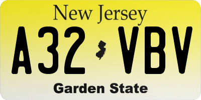 NJ license plate A32VBV