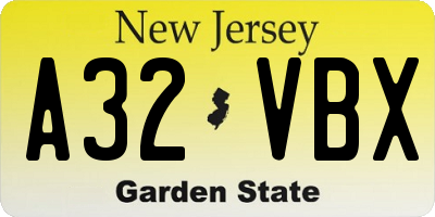 NJ license plate A32VBX