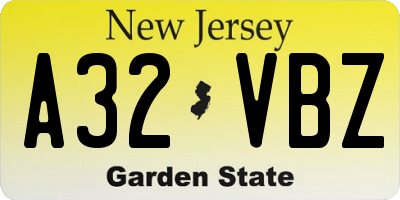 NJ license plate A32VBZ