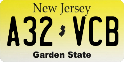 NJ license plate A32VCB