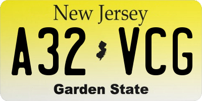 NJ license plate A32VCG