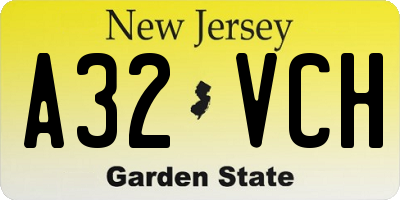 NJ license plate A32VCH