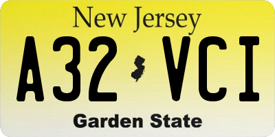 NJ license plate A32VCI
