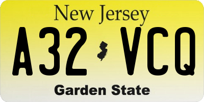 NJ license plate A32VCQ