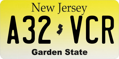 NJ license plate A32VCR