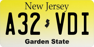 NJ license plate A32VDI
