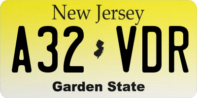 NJ license plate A32VDR