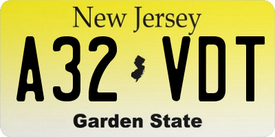 NJ license plate A32VDT