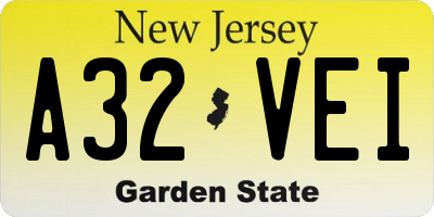 NJ license plate A32VEI